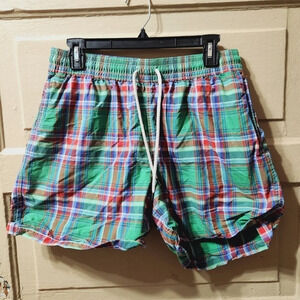 Polo Ralph Lauren 80s 90s Men's Multicolor Plaid Swim Trunks Vintage